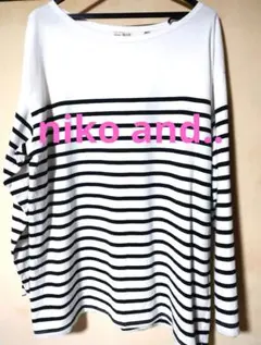 △niko and.. ニコアンド ボーダー長袖カットソー Tシャツ ゆったり