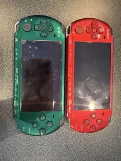 ジャンク品　PSP-3000 緑 赤 本体 2台セット