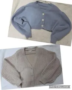 melume&GRL　ショート丈ニットカーデガンセット