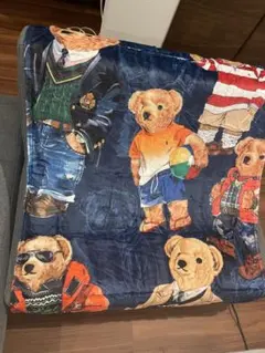 POLOベア柄 ネイビー ブランケット