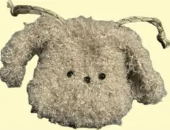 ハンドメイド　犬　巾着　中布あり　ベージュ　ポーチ　毛糸　編み物