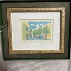 吉岡浩太郎 モンマルトル 版画 額装品 シルクスクリーン
