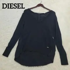 美品 DIESEL ディーゼル 異素材切替 ニット バックデザイン 黒