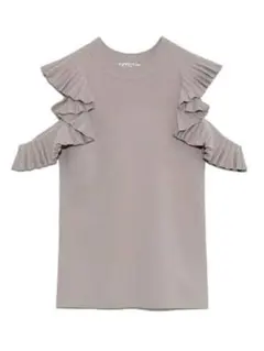 プリーツラッフルスリーブニットプルオーバー