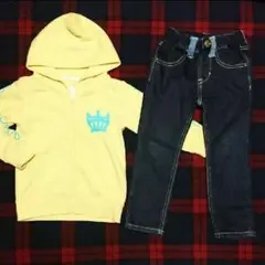 ロデオキッズ パーカー,デニム セット Ｓ(100) イエロー,ブルー