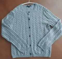 ユニクロ　UNIQLO　グレー ケーブルニット 　カーディガン　Lサイズ