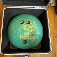 ROUND1LIGHTGREEN 볼링 볼 15파운드+알루미늄 하드 케이스