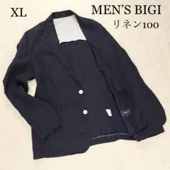 【大きい】メンズビギ リネン100 サマー テーラードジャケット アンコン ＸＬ
