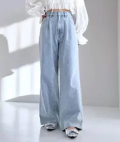 ハイウエストワイドデニム