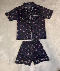 【まとめ買いお値引き可能】 GU チェリー柄 パジャマセット XS ネイビー