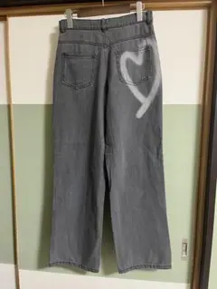 【GRL】ハートポイントデニムパンツ・L・ ダークグレー