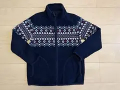 ユニクロ　キッズ150　プリントフリースフルジップジャケット長袖　ネイビー　紺