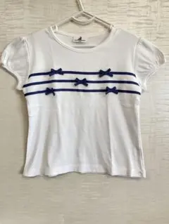 parents dream リボン付きボーダーTシャツ ホワイト　120のサムネイル