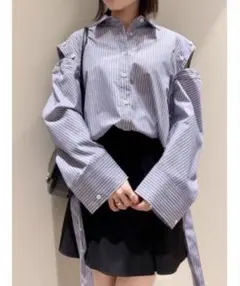 希少完売品：SNIDEL オーバーサイズ2WAYストライプシャツ オフショル
