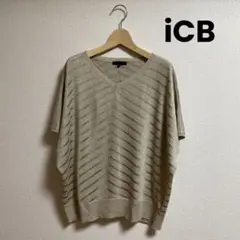 iCB Vネック ドルマンスリーブニットS 薄手ベージュ