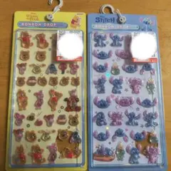 ディズニー ボンボンドロップシール　プーさん　スティッチ　 2枚　通常サイズ