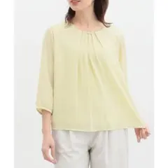 Honeys ハニーズ アクセ付７分袖ブラウス　S