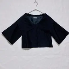 ○オペーク ビッグカラー ショート丈ジャケット クロップド丈 黒のサムネイル