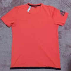 adidas clim オレンジ Tシャツ　Oサイズ