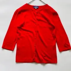 バーバリーブルーレーベル 七分袖 カーディガン レッド Mサイズ ホースロゴ刺繍