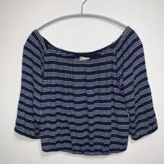 Hollister ホリスター オフショルダートップス ネイビーボーダーのサムネイル