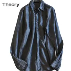 【Theory】美品　長袖シャツ　麻混　インディゴ　40★のサムネイル