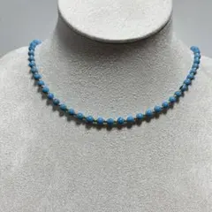 08ターコイズブルー×ゴールドビーズネックレス