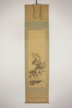 No6346掛軸　岡本桃里　「鶏図」　絹本　合箱/畳箱　日本画　古美術　送料無料 No6346掛軸 岡本桃里 「鶏図」 絹本 合箱/畳箱 日本画 古美術 送料無料