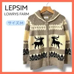 LEPSIM LOWRYS FARMトナカイ柄 ニット M ジップアップ