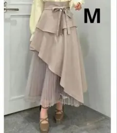 dazzlin アシメティアードプリーツスカート M ベージュ