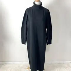 LOWRYS FARM タートルネックニットワンピース ブラック ロング 秋冬