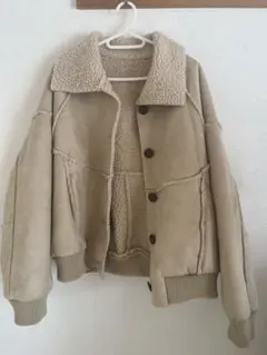 ベージュ フェイクファー ムートンコート M ローリーズファーム