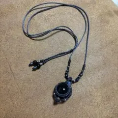 【最強の魔除け】天然石 モリオン マクラメ編み ネックレス 黒水晶 オニキス