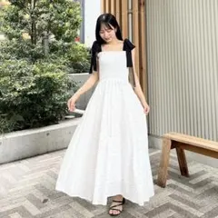 アンミール　ワンピース　リボンストラップフレアOPドット