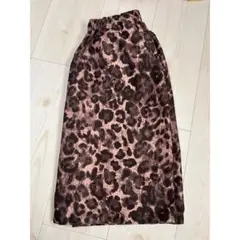 レオパード柄 ヒョウ柄 ひざ丈スカート E hyphen ゴム
