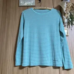 美品 mont-bell モンベル 水色 ストライプ 長袖Tシャツ L