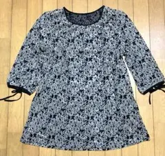 レディース花柄チュニック 七分袖リボン Mサイズ