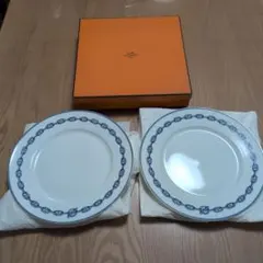 【未使用】HERMES シェーヌダンクル プレート 2枚セットのサムネイル
