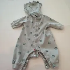 恐竜柄 グレー ロンパース 60