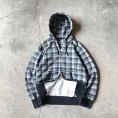 00s OLD UNIQLO ダブルジップパーカー ブロックチェック柄