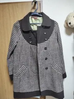 ブラウン系チェック柄ロングコート