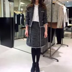 極美品 セオリー ツイード ノーカラー セットアップ オケージョンスーツ