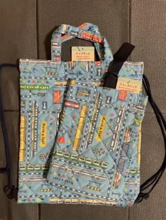 電車デザイン ナップザック、シューズバックのセット