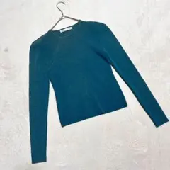 【ZARA/ザラ】 リブニット トップス ターコイズブルー系 長袖 M