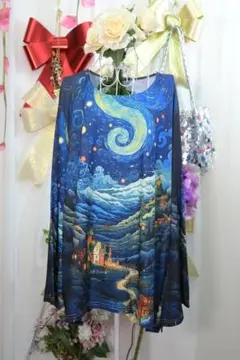 新品更にOFF❤5L星月夜のゆったりAラインチュニック8921