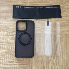 ⭐︎iPhone14Promax ブラック　リング付き　保護カバー2枚付き