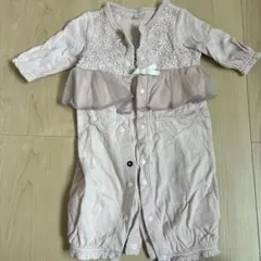 petit main フリル付きロンパース ピンク