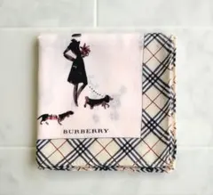 新品未使用❗️BURBERRY大判ハンカチ 女性＆ダックス犬柄 ノバチェック