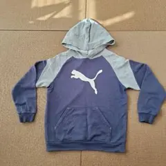 PUMA フード付きパーカー ネイビー グレー  140