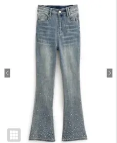 ビジューデニムフレアパンツ　［at2310］　GRL